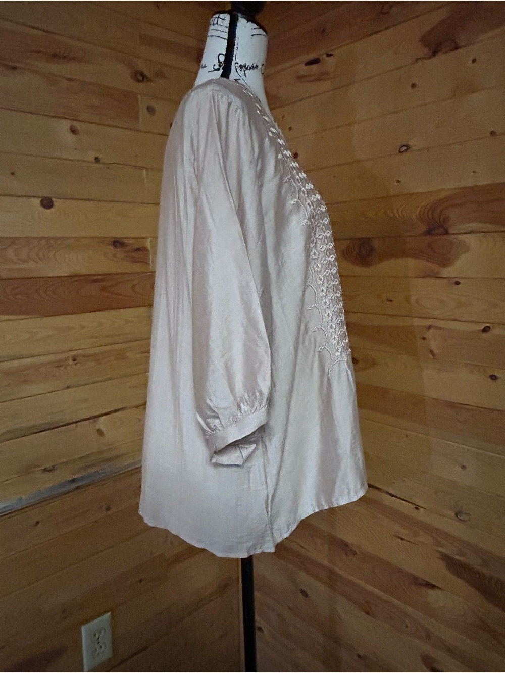 Boho Embroidered Peasant Top - Light Blush - Picture 5 of 10